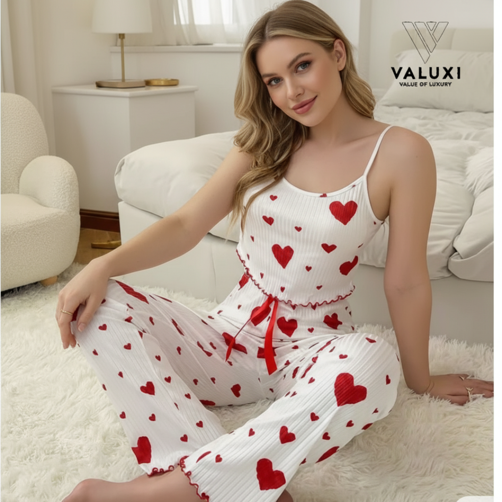 LuxeHeart Ribbed Full Lounge Set