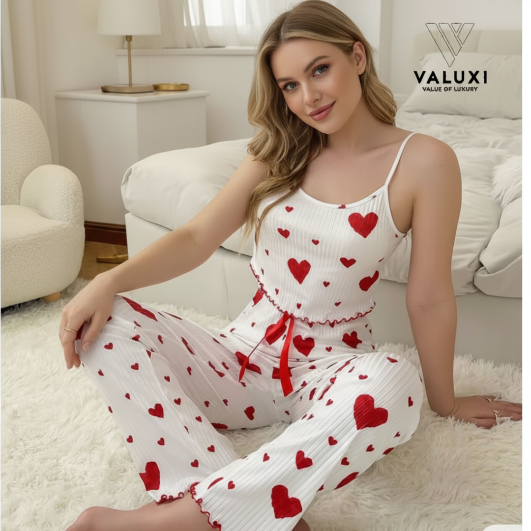 LuxeHeart Ribbed Full Lounge Set