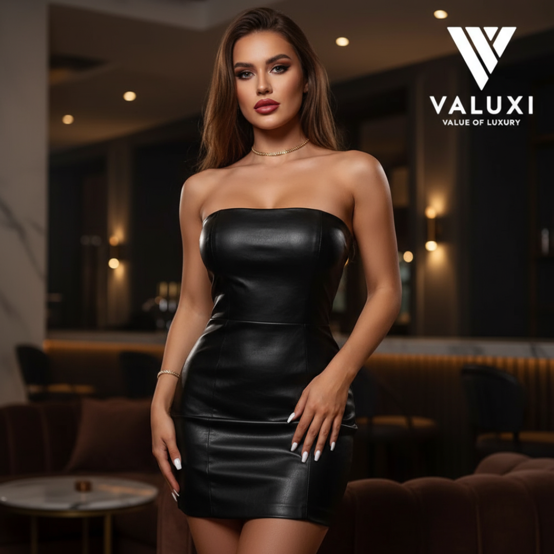 LuxeLeather Strapless Mini Dress