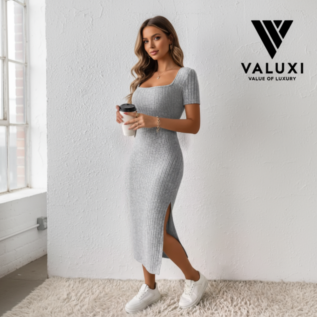LuxeRib Knit Midi Dress
