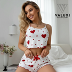 LuxeHeart Ribbed Short Lounge Set