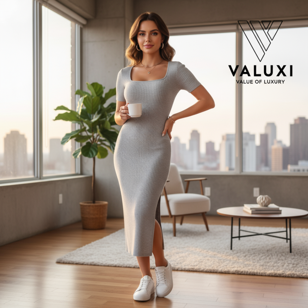 LuxeRib Knit Midi Dress
