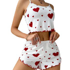 LuxeHeart Ribbed Short Lounge Set